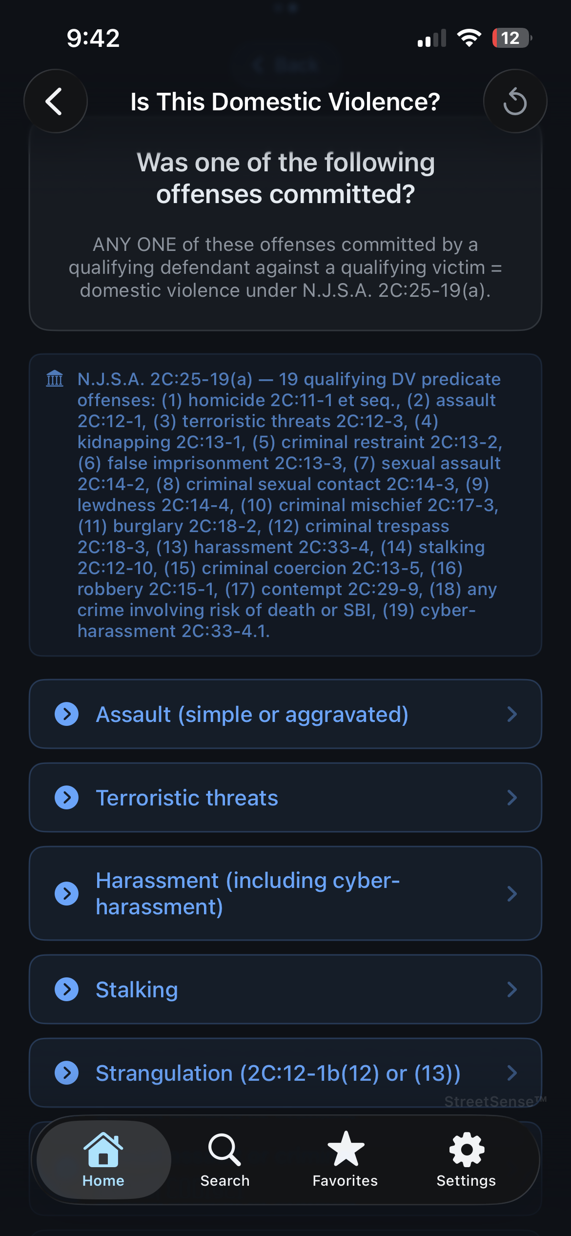 StreetSense DV decision tree showing recommended steps and charge guidance